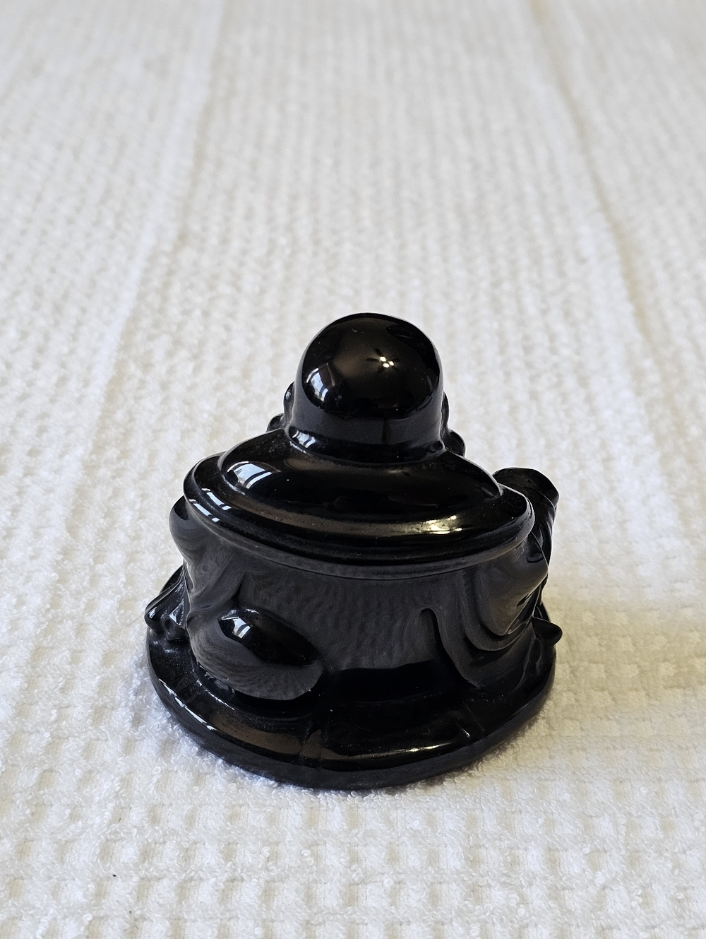 Black Obsidian Laughing Buddha Statue - Picture 3 of 8